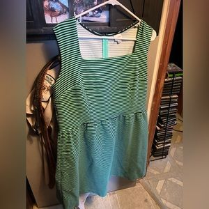 Striped green knee length dress